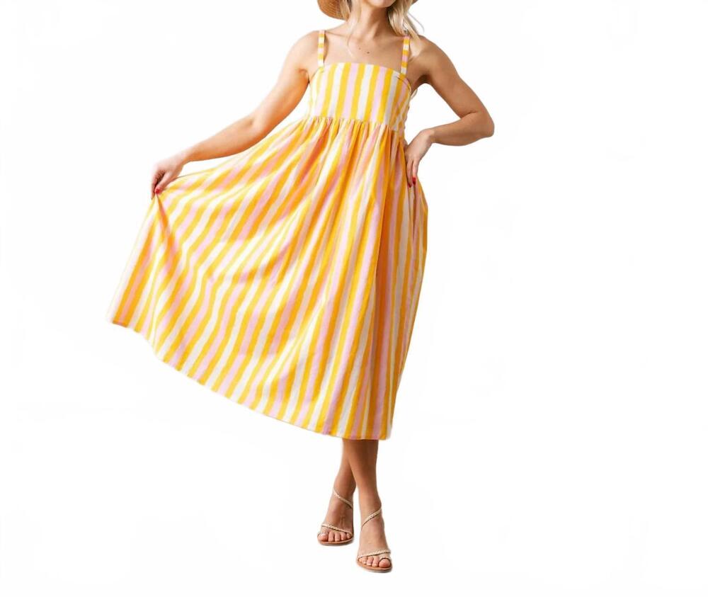 NEW SUNSHINE TIENDA women's sunkissed stripe reef dress in yellow